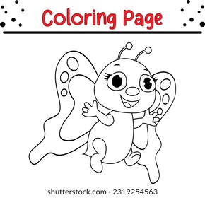 Insect coloring book for kids. Bugs Vector line art illustration coloring page on white.
