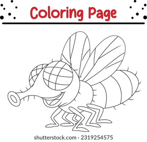 Insect coloring book for kids. Bugs Vector line art illustration coloring page on white.