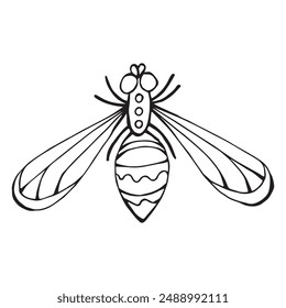 Insect coloring page, doodle style, line art. Simple for kids, vector