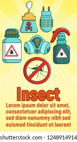 Insect concept banner. Cartoon banner of insect vector concept for web, giftcard and postcard