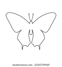 The insect concept is presented in the form of a butterfly silhouette icon on a white background. Vector image.