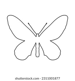 The insect concept is presented in the form of a butterfly silhouette icon on a white background. Vector image.