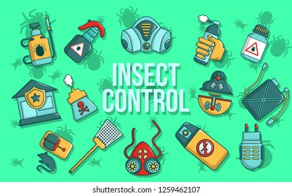 Insect control concept banner. Cartoon banner of insect control vector concept for web, giftcard and postcard