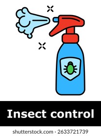 Insect control icon. Aerosol bottle with spray and bug symbol for home or outdoor use to repel or eliminate pests.