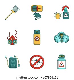 Insect control icons set. Cartoon set of 9 insect control vector icons for web isolated on white background