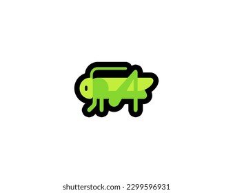 Insect cricket vector icon. Grasshopper Emoji illustration. Isolated grasshopper vector emoticon