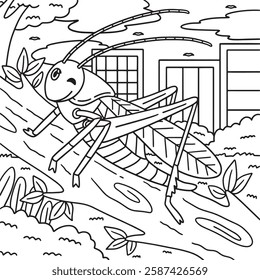 Insect Crickets Animal Coloring Page for Kids