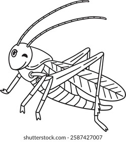 Insect Crickets Animal Isolated Coloring Page 