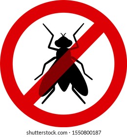 Insect is crossed out - insect repellent and insectifuge / extinction of the species / ban for animals. Vector illustration isolated on white.