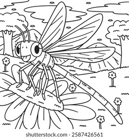 Insect Damselfly Animal Coloring Page for Kids