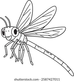 Insect Damselfly Animal Isolated Coloring Page 