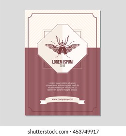 insect design concept for beauty salon, shop or studio. Retro cover template. Business brochure.