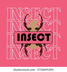 insect design print insect wording tee shirt design