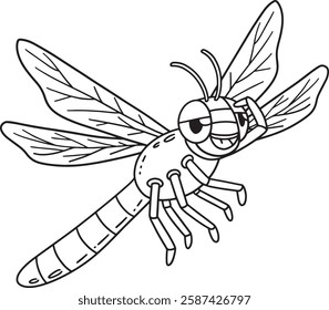 Insect Dragonfly Animal Isolated Coloring Page 