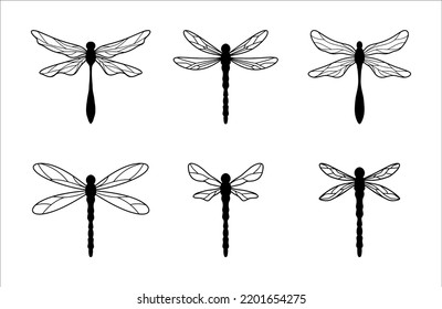 Insect Dragonfly Black Silhouette Collection 