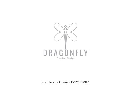 insect dragonfly lines simple fly logo symbol vector icon graphic design illustration