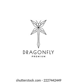 insect dragonfly polygonal line modern logo design vector