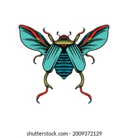 Insektenzeichnung. Kreative Illustration. Kreatives Design.