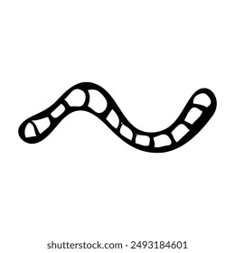 Insect earthworm hand drawn in doodle style. Underground animal worm wildlife. Vector line art illustration.