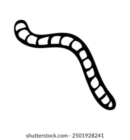 Gusano de tierra de insectos dibujado a mano en estilo doodle. Gusano animal subterráneo de la vida silvestre. Ilustración de arte de línea de Vector.