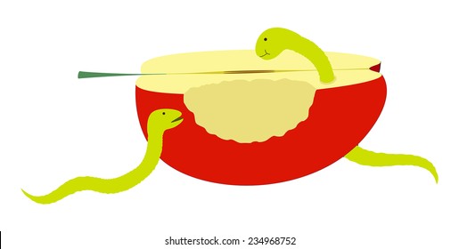 Insect with Eaten Apple