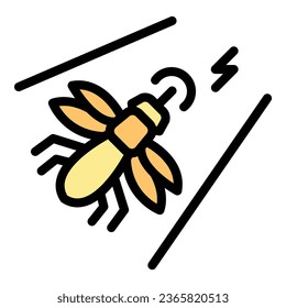 Insect electric control icon outline vector. Malaria net. Dengue spray color flat