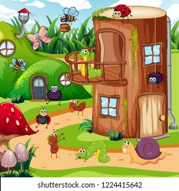 Insect in the fairy house illustration