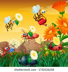 Insect in the fairy nature illustration