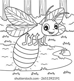 Página de coloração animal de inseto Firefly para crianças 