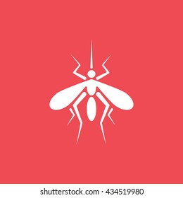 Insect Flat Icon On Red Background