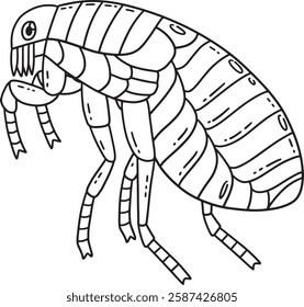 Insect Flea Animal Isolated Coloring Page for Kids