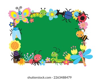 insect and flower on blackboard