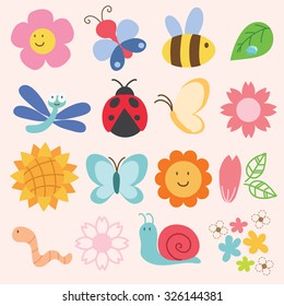  Insect and Flower : Vector Illustration
