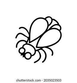 Dibujo de la línea del doodle de la mosca de los insectos. Ilustración del vector de dibujo manual. Elemento de colección simple para la celebración de Halloween.