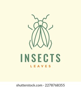 insect fly leaves leaf minimalist simple line logo design vector