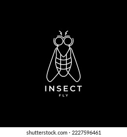 insect fly minimalist line geometric logo design vector