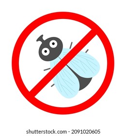 Insect fly in sign of prohibition. Insect fly stop