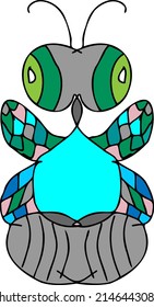 técnica de vidrio manchado por mosca de insectos, ilustración vectorial