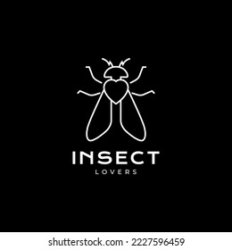 insect flying with love line minimalist logo design vector