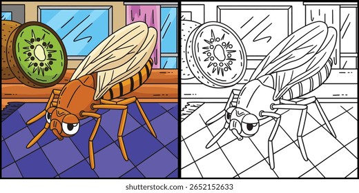 Mosca de fruto de inseto animal ilustração colorida 