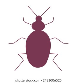 Insect Garden beetle with mustache and legs. Live nature. Extermination of insects in the garden. Hand drawn vector illustration. Icon element object.