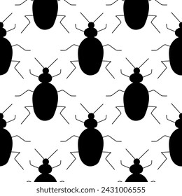 Insect Garden beetle with mustache and legs. Live nature. Extermination of insects in the garden. Hand drawn vector illustration. pattern seamless background wallpaper abstract texture black