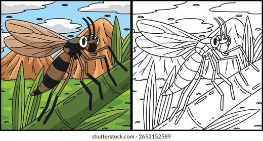 Insect Gnat Animal Colored Cartoon Illustration 