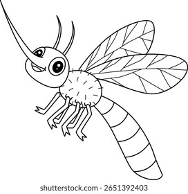 Insect Gnat Animal Isolated Coloring Page for Kids