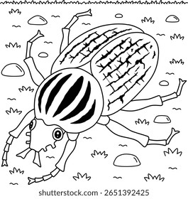 Página de coloração animal do besouro do golias do inseto 