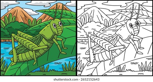 Inseto Gafanhoto Animal Ilustração Colorida 