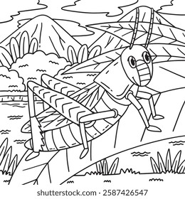 Insect Grasshopper Animal Coloring Page for Kids 