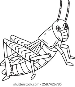 Insect Grasshopper Animal Isolated Coloring Page 