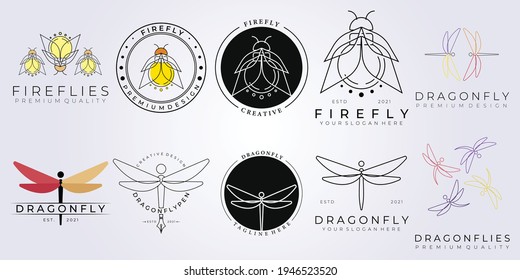 insect group set bundle collection logo vector line art illustration design label sign symbol icon