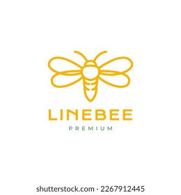 insect honey bee bumblebee minimalist line modern logo design vector icon illustration